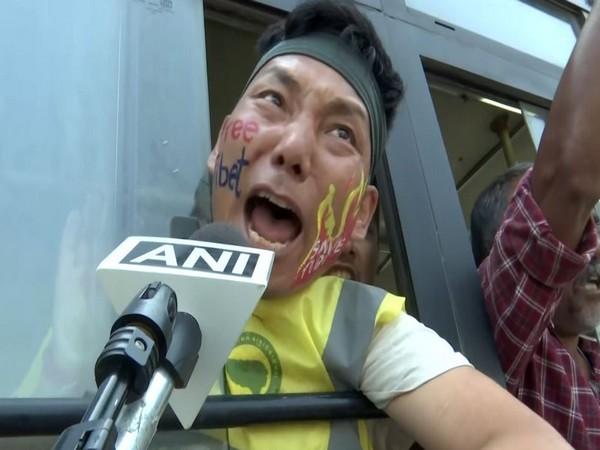 Tibetans Protest Outside Chinese Embassy in Delhi on China's National Day