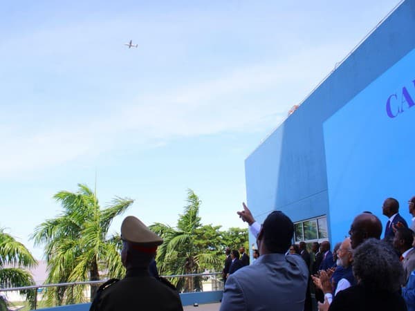 Indian Dornier 228 aircraft flypast on the sidelines of India-CARICOM Summit