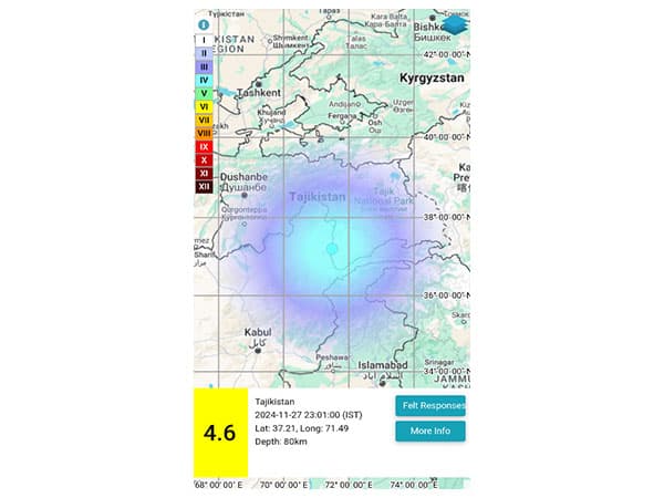 Earthquake of magnitude 4.6 jolts Tajikistan