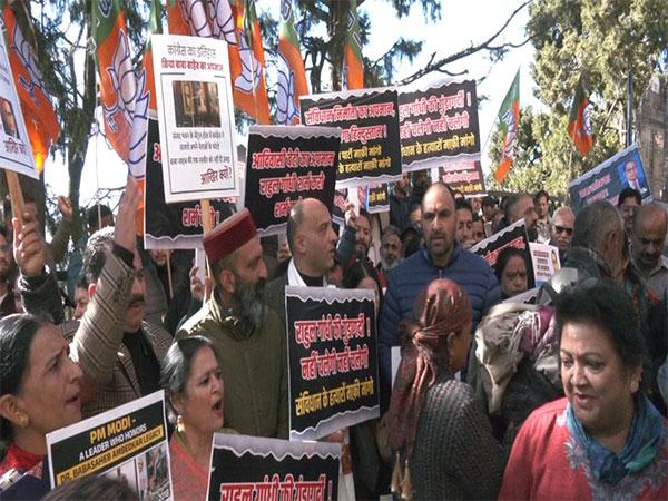 Himachal BJP stages protest, accuses Congress of disrespecting BR Ambedkar 