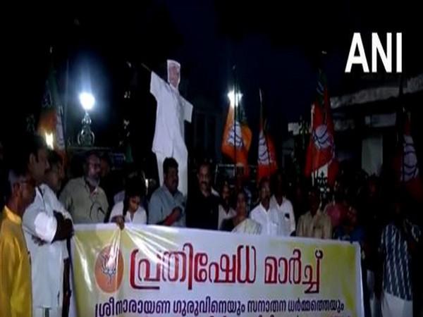 BJP workers stage protest against Kerala CM against his alleged remarks on Sanatana Dharma