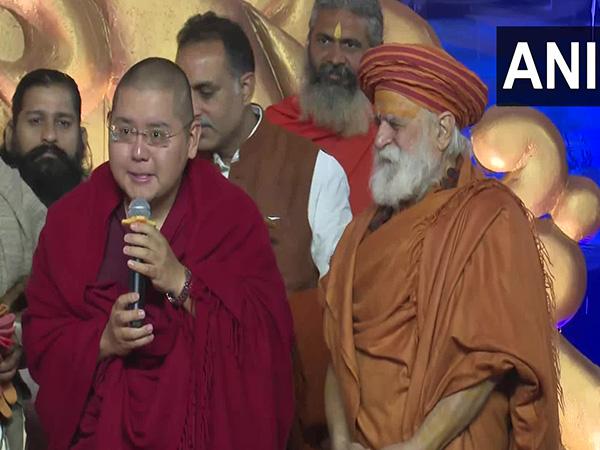 7th Kyabje Yongzin Ling Rinpoche joins Baba Ramdev's yoga camp at Mahakumbh Mela 